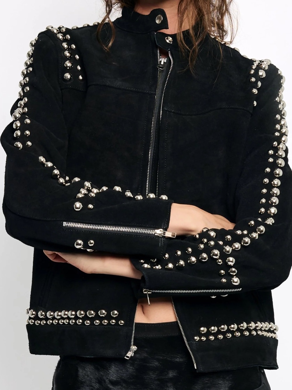 Understated Leather Studded Looker Jacket in XS - NWT!